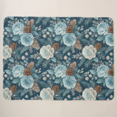 Sherpa Belles fleurs d'hiver Cône de pin couverture (Devant (Horizontal))