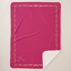Sherpa Blanket-Hot Pink Aangepaste Monogrammen Deken