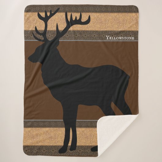 Sherpa Blanket-Large-Brown Yellowstone Elk Sherpa Deken (Voorkant)