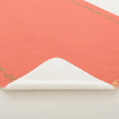 Sherpa Blanket-Large-Coral & Gold Scroll Print Sherpa Deken (3/4)