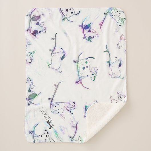 Sherpa Blanket ScruffyMug original Skateboard-hond Deken (Voorkant)