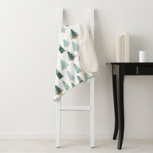 Sherpa Blanket (Small) - Christmas Trees Pattern Deken (In situ)