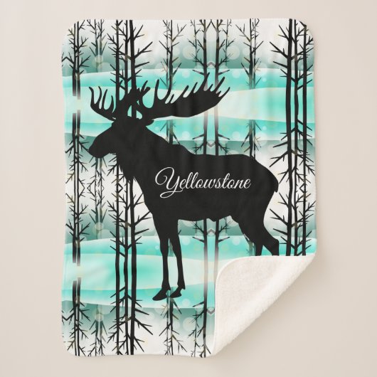 Sherpa Blanket-Yellowstone Moose Sherpa Deken (Voorkant)
