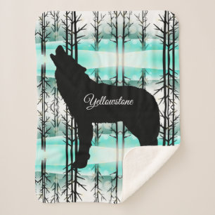 Sherpa Blanket-Yellowstone Wolf Sherpa Deken