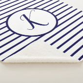 Sherpa Bleu élégant rayures K Monogramme Jetée couverture (3/4)