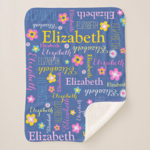 Sherpa Bleu rose jaune filles Elizabeth nom couverture