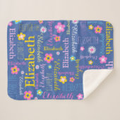 Sherpa Bleu rose jaune filles Elizabeth nom couverture (Devant (Horizontal))