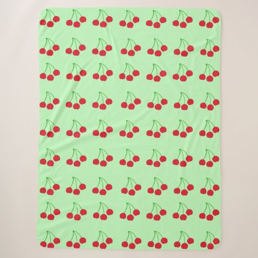 Sherpa Cerises sur couverture verte 60" x 80" (Devant)