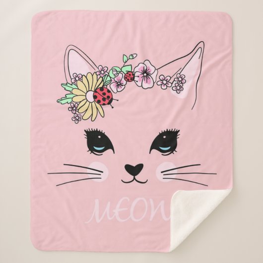 Sherpa Chat adorable | Couverture de chat de viande rose (Devant)