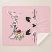 Sherpa Chat adorable | Couverture de chat de viande rose (Devant (Horizontal))