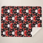 Sherpa Chouette scandinave Couverture polaire Art folklor (Devant (Horizontal))