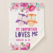 Sherpa Chouettes Florales Couverture bébé - Ma Godmère m' (Devant)