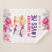 Sherpa Chouettes Florales Couverture bébé - Ma Godmère m' (Devant (Horizontal))