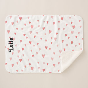 Sherpa Coeur rouge et rose - couverture personnalisée pou
