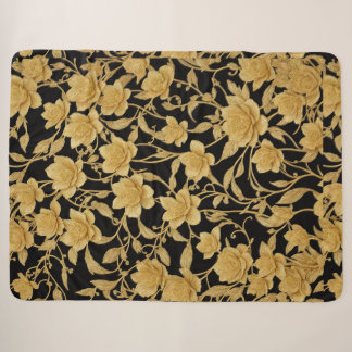 Sherpa Couverture à motif floral foncé