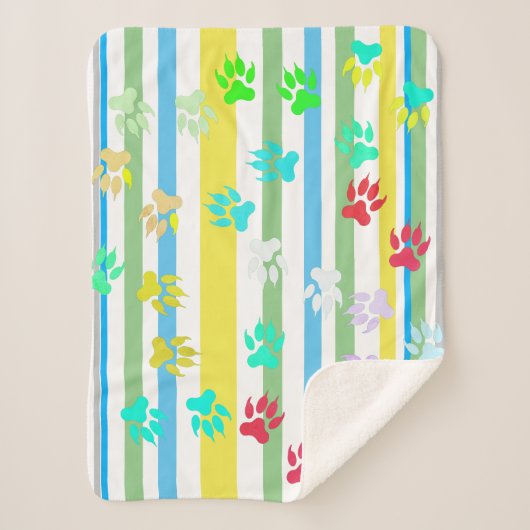 Sherpa Couverture avec des rayures funky et des empreinte (Devant)
