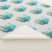 Sherpa Couverture avec dessin de cactus vert pâle funky (3/4)