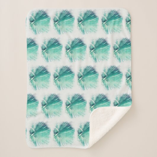Sherpa Couverture avec dessin de feuille de palmier vert (Devant)