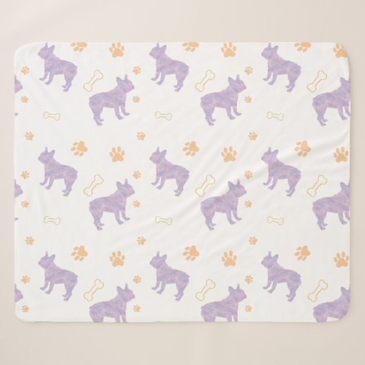 Sherpa Couverture avec silhouette de Bouledogue français (Devant (Horizontal))