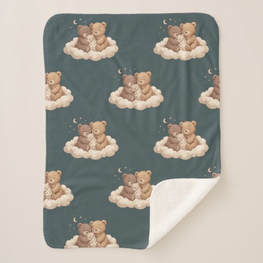Sherpa Couverture bébé nuage oursons endormis (Devant)