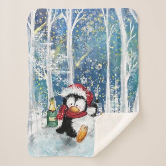 Sherpa Couverture bébé pingouin de Noël (Devant)