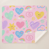 Sherpa Couverture Coeurs & Doodles - Doux Cuteness Pastel (Devant (Horizontal))