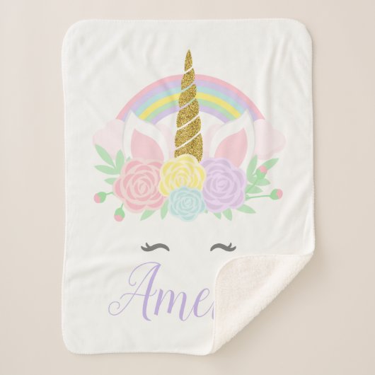 Sherpa Couverture de bébé licorne personnalisée (Devant)