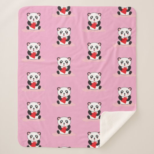Sherpa Couverture de chasse Kawaii Panda pour enfants (Devant)