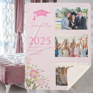 Sherpa Couverture de graduation de photo rose