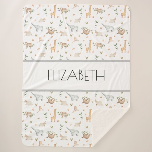 Sherpa Couverture de nom de bébé pour les animaux de forê (Devant)