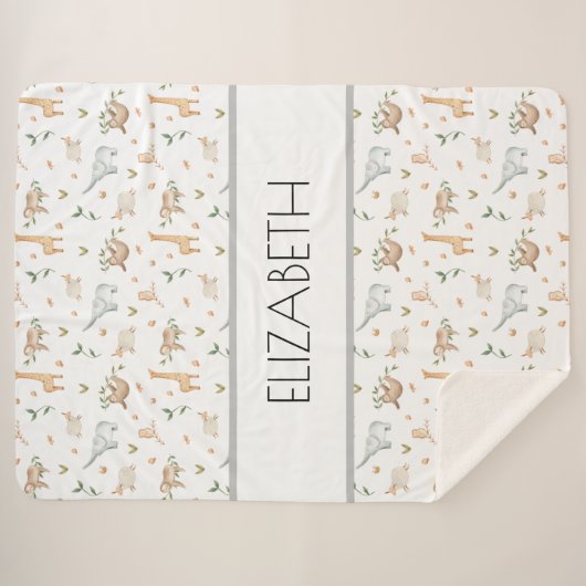 Sherpa Couverture de nom de bébé pour les animaux de forê (Devant (Horizontal))