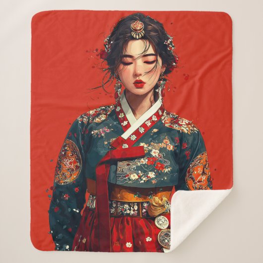 Sherpa Couverture de portrait moderne Hanbok (Devant)