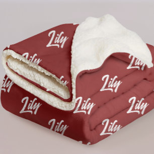Sherpa Couverture d'hiver rouge cosy personnalisée pour M