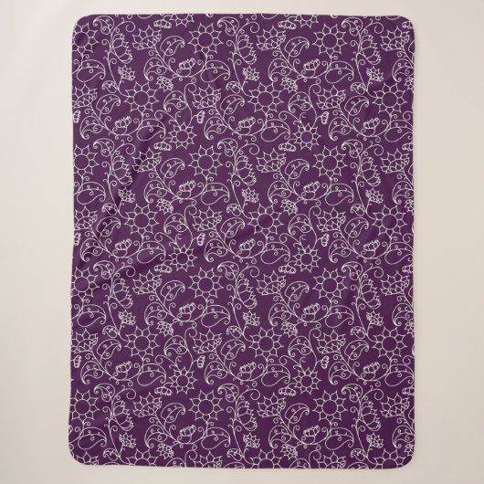 Sherpa Couverture Douillette Fleurs de Lavande Fantaisist (Devant)