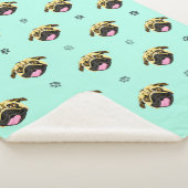 Sherpa Couverture en molleton visage de pug souriant (3/4)