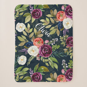 Sherpa Couverture faite sur commande florale de bébé de