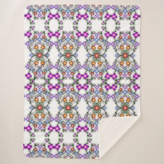 Sherpa couverture fleurie ornementale (Devant)