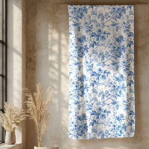 Sherpa Couverture florale de roses en toile de Jouy bleue