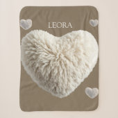 Sherpa Couverture Fluffy Heart à nom personnalisable (Devant)