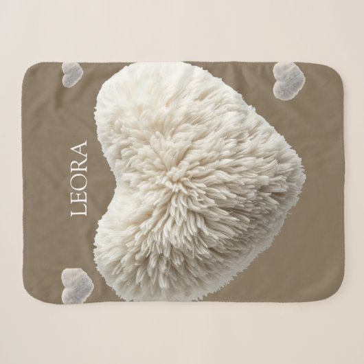 Sherpa Couverture Fluffy Heart à nom personnalisable (Devant (Horizontal))