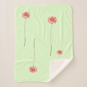 Sherpa Couverture jetée à fleurs de gerbera rouge pâle