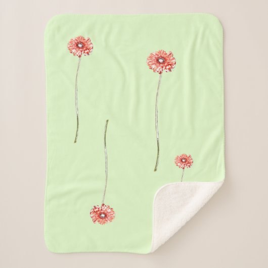 Sherpa Couverture jetée à fleurs de gerbera rouge pâle (Devant)