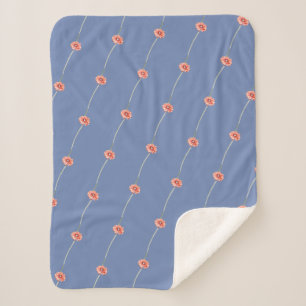 Sherpa Couverture jetée de fleur de gerbera rouge pâle