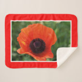 Sherpa Couverture jetée stylisée fleur de pavot rouge fun (Devant (Horizontal))
