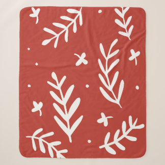 Sherpa Couverture minimaliste à motif botanique rouge et