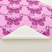 Sherpa Couverture motif de papillon rose personnalisée (3/4)