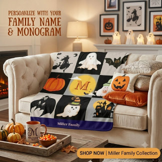 Sherpa Couverture personnalisée pour Halloween avec monog