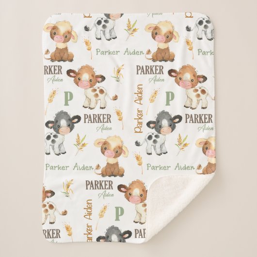 Sherpa Couverture pour bébé de vache personnalisée | Sher (Devant)