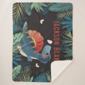 Sherpa Couverture pour garçons avec dinosaure et feuilles (Devant)