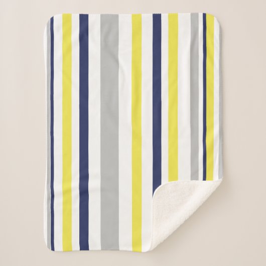 Sherpa Couverture rayures funky jaune gris bleu (Devant)
